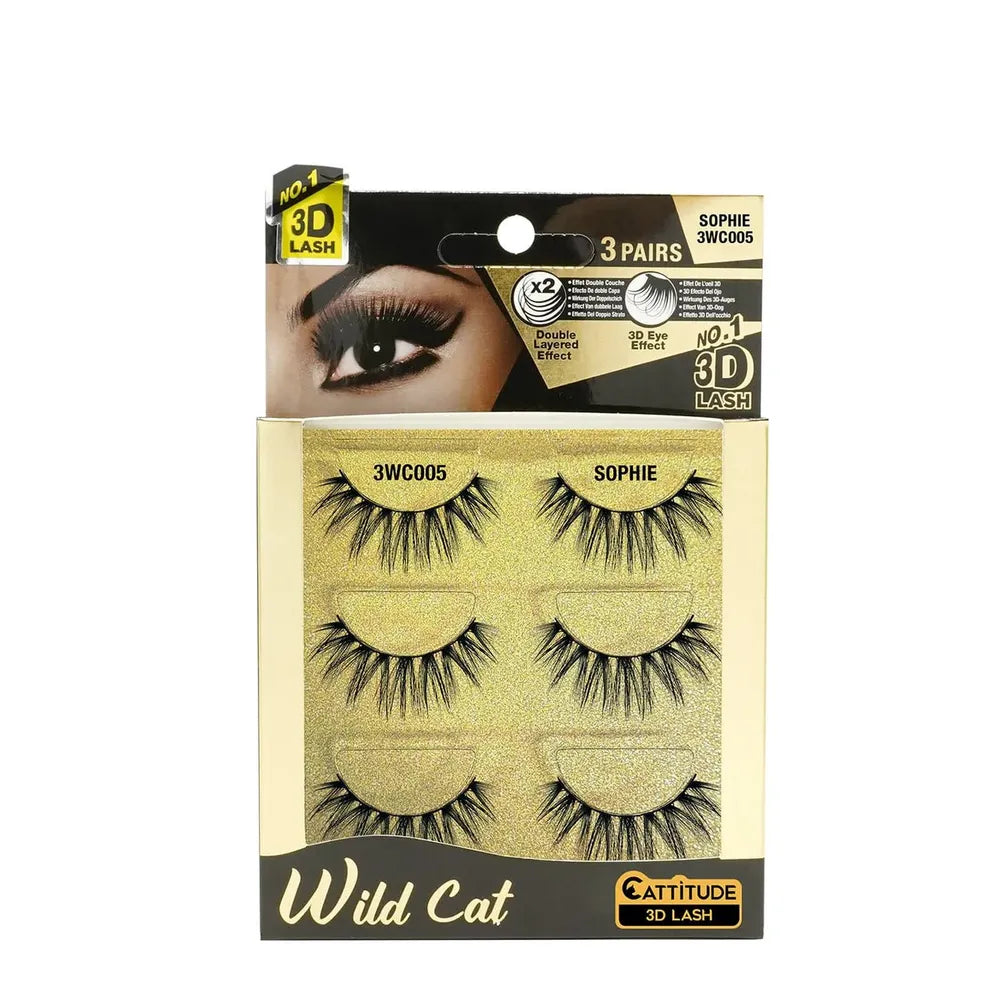 Ebin New York Wild Cat 3D Lashes [3 Pairs] – 01 Lucy, 05 Sophie, 09 Mia | Fierce Volume, Bold Curves, Flawless Drama - Beauty Exchange Beauty Supply