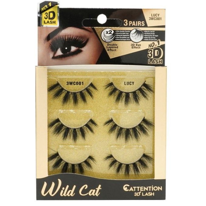 Ebin New York Wild Cat 3D Lashes [3 Pairs] – 01 Lucy, 05 Sophie, 09 Mia | Fierce Volume, Bold Curves, Flawless Drama - Beauty Exchange Beauty Supply
