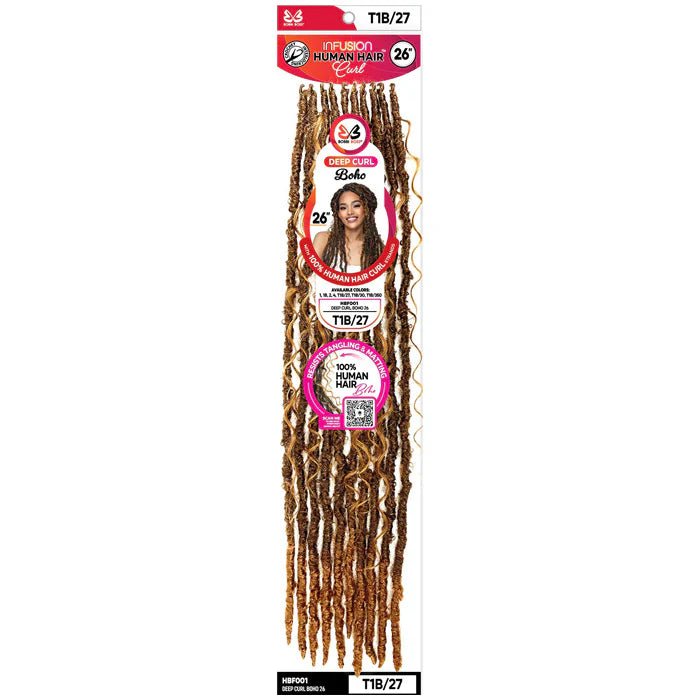 Ebo Bobbi Boss Infusion Human Hair Deep Curl Boho 26" – Crochet Braid | 100% Human Hair Blend | Pre - Curled, Soft & Lightweight - Beauty Exchange Beauty Supply