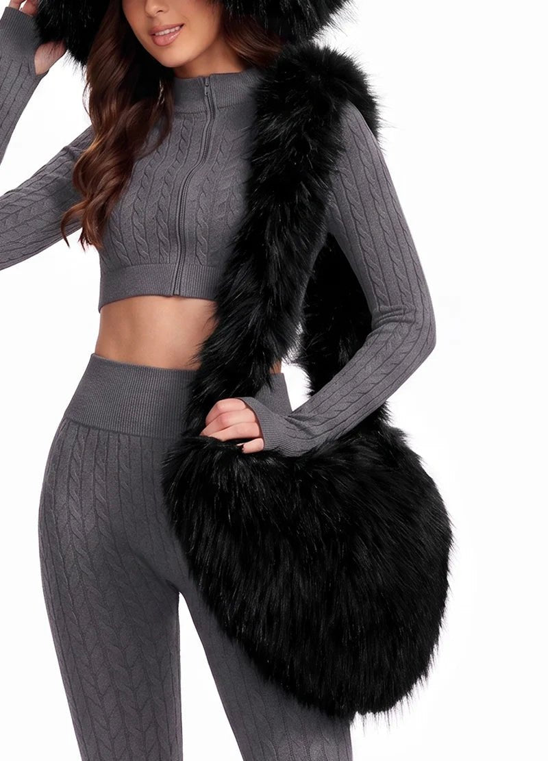 Fuzzy Faux Fur Heart Bag – MMA1014N - Beauty Exchange Beauty Supply
