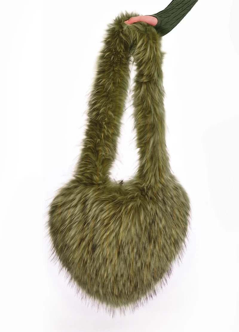 Fuzzy Faux Fur Heart Bag – MMA1014N - Beauty Exchange Beauty Supply