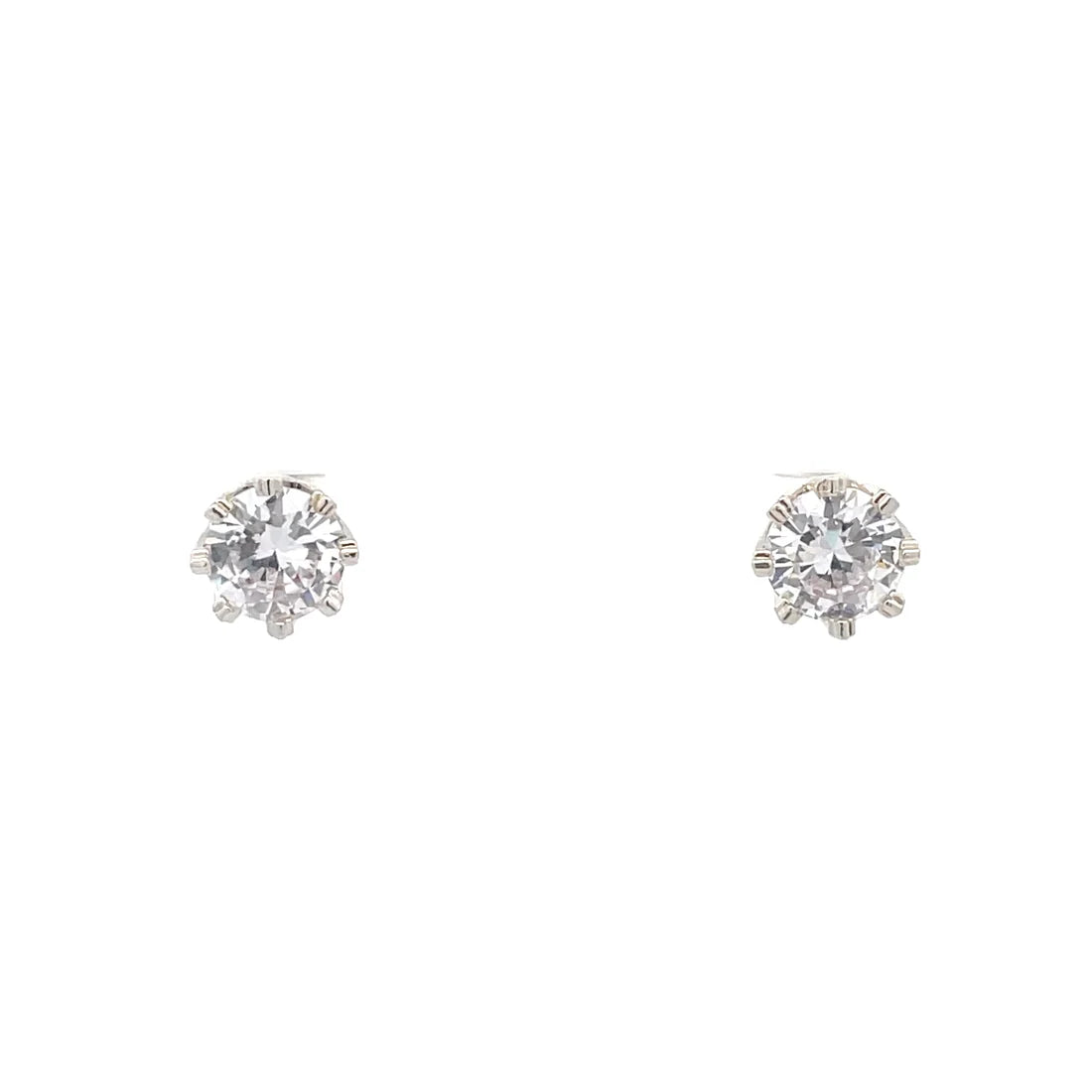 The One Jewelry Crown Stud CZ Round Earrings