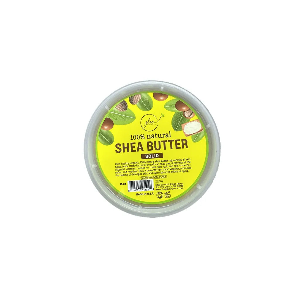 Glam Natural 100% Pure Shea Butter Solid – 16 oz - Beauty Exchange Beauty Supply