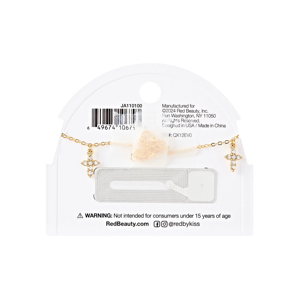 Gold Fashion Anklet Collection – Stone Cross, Moon & Star & Clover - Beauty Exchange Beauty Supply