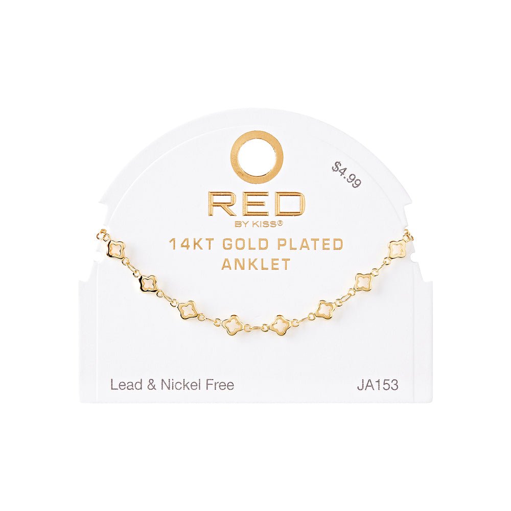 Gold Fashion Anklet Collection – Stone Cross, Moon & Star & Clover - Beauty Exchange Beauty Supply