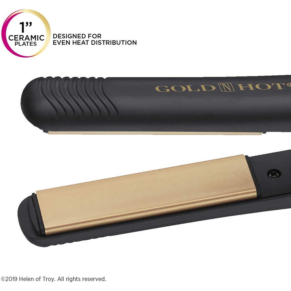 Gold N Hot Professional 1" Ceramic Tourmaline Straightening Iron – Smooth, Frizz - Free Styling with Even Heat - Beauty Exchange Beauty Supply