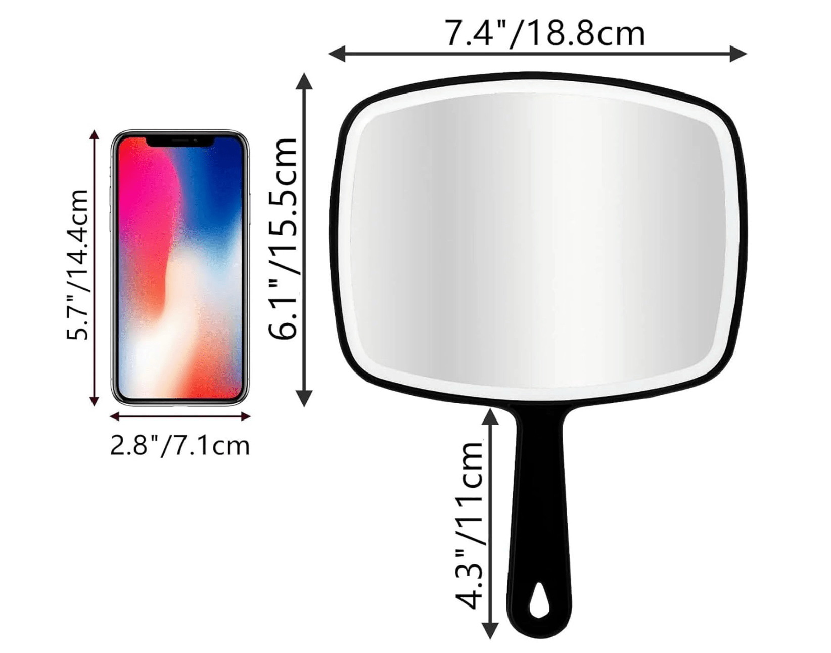 Hair Stylist Handheld Mirror with Handle - Black - Beauty Exchange Beauty Supply