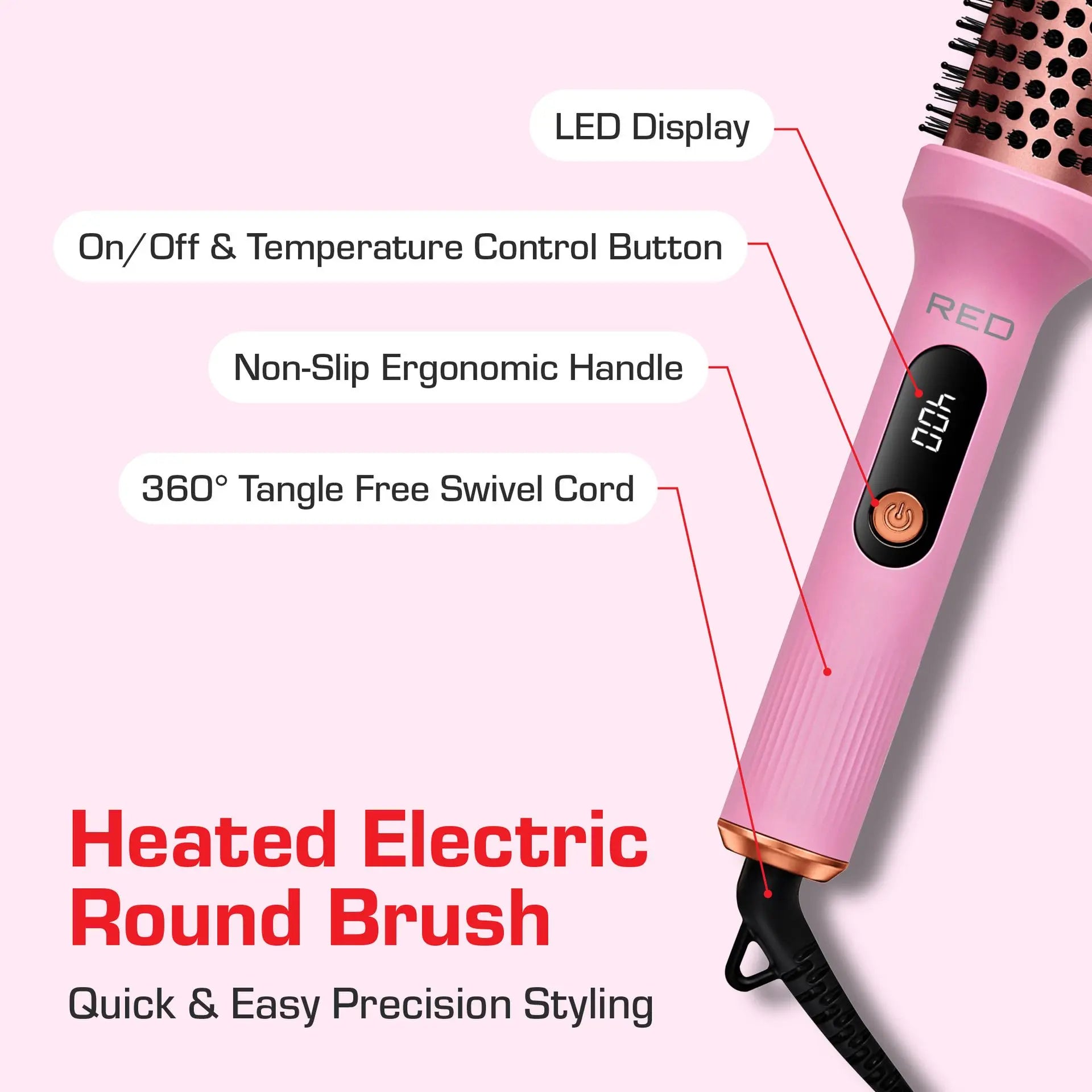 Heated Roll Brush 2 in 1 Curling Iron & Volumizing Hair Brush - Beauty Exchange Beauty Supply