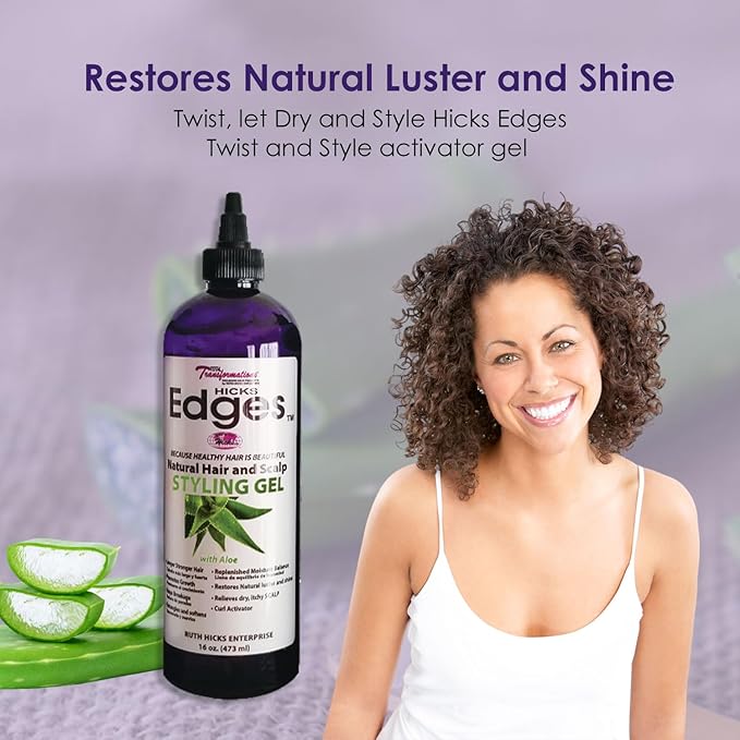 Hicks Edges Curl Activator & Styling Gel – Definer Twist, Dry & Release with Aloe (16oz) - Beauty Exchange Beauty Supply