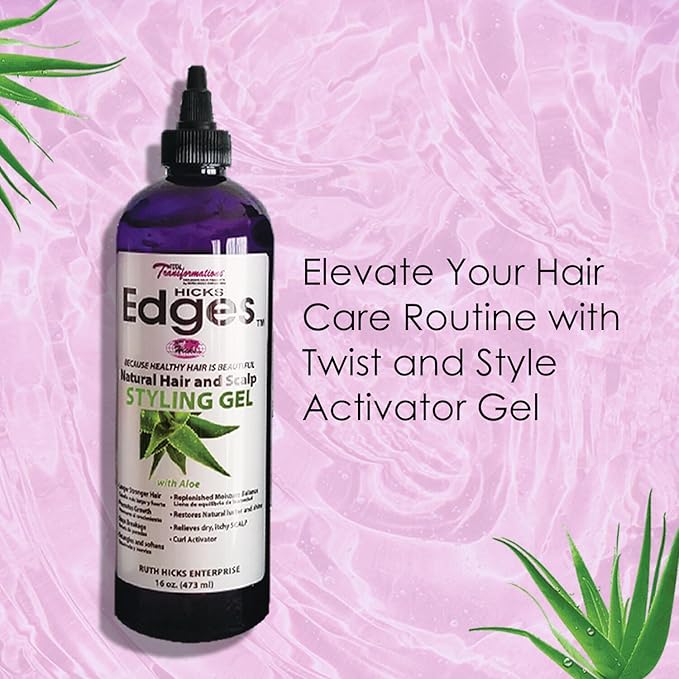 Hicks Edges Curl Activator & Styling Gel – Definer Twist, Dry & Release with Aloe (16oz) - Beauty Exchange Beauty Supply
