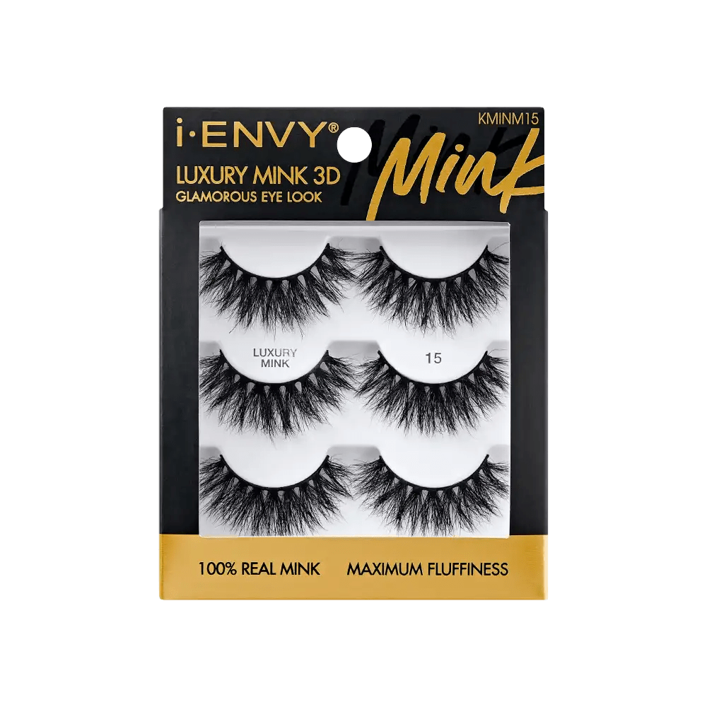 IENVY by KISS Luxury Mink Lashes Multi Pack – 100% Real Mink | Ultra - Soft, Glamorous Eye Look | Styles #01, #03, #06, #14, #15 - Beauty Exchange Beauty Supply