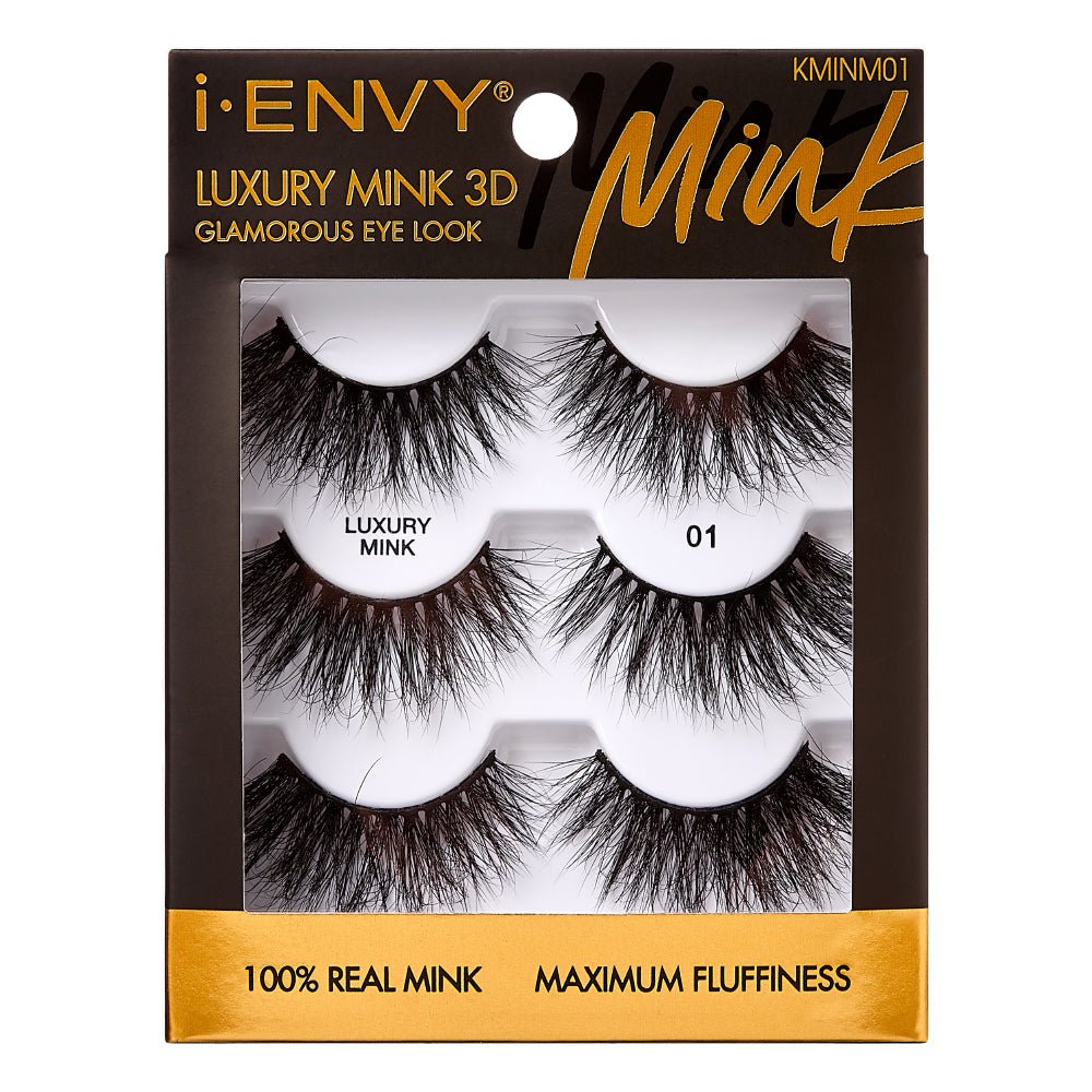 IENVY by KISS Luxury Mink Lashes Multi Pack – 100% Real Mink | Ultra - Soft, Glamorous Eye Look | Styles #01, #03, #06, #14, #15 - Beauty Exchange Beauty Supply