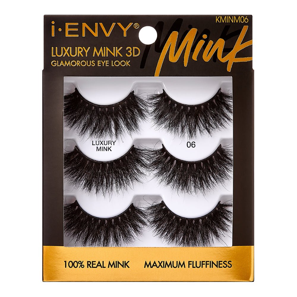 IENVY by KISS Luxury Mink Lashes Multi Pack – 100% Real Mink | Ultra - Soft, Glamorous Eye Look | Styles #01, #03, #06, #14, #15 - Beauty Exchange Beauty Supply