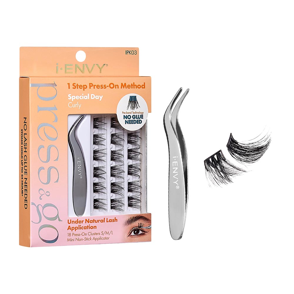 IENVY by KISS Press & Go Pre - Glued Lash Clusters – All - In - One Underlash Extension Kit | No Glue Needed | Styles: Every Day, Glam Day, Special Day - Beauty Exchange Beauty Supply