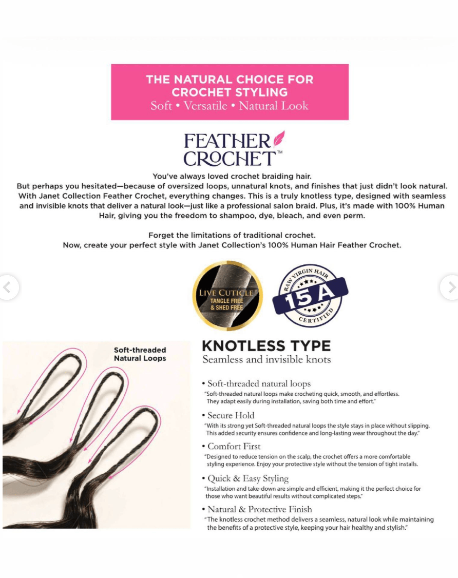 Janet Collection 100% Human Hair Feather Crochet Body - 18″ - Beauty Exchange Beauty Supply