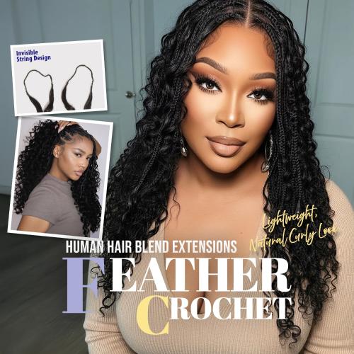 Janet Collection Encore La Vie Feather Crochet Human Hair Blend Deep – 18″ - Beauty Exchange Beauty Supply