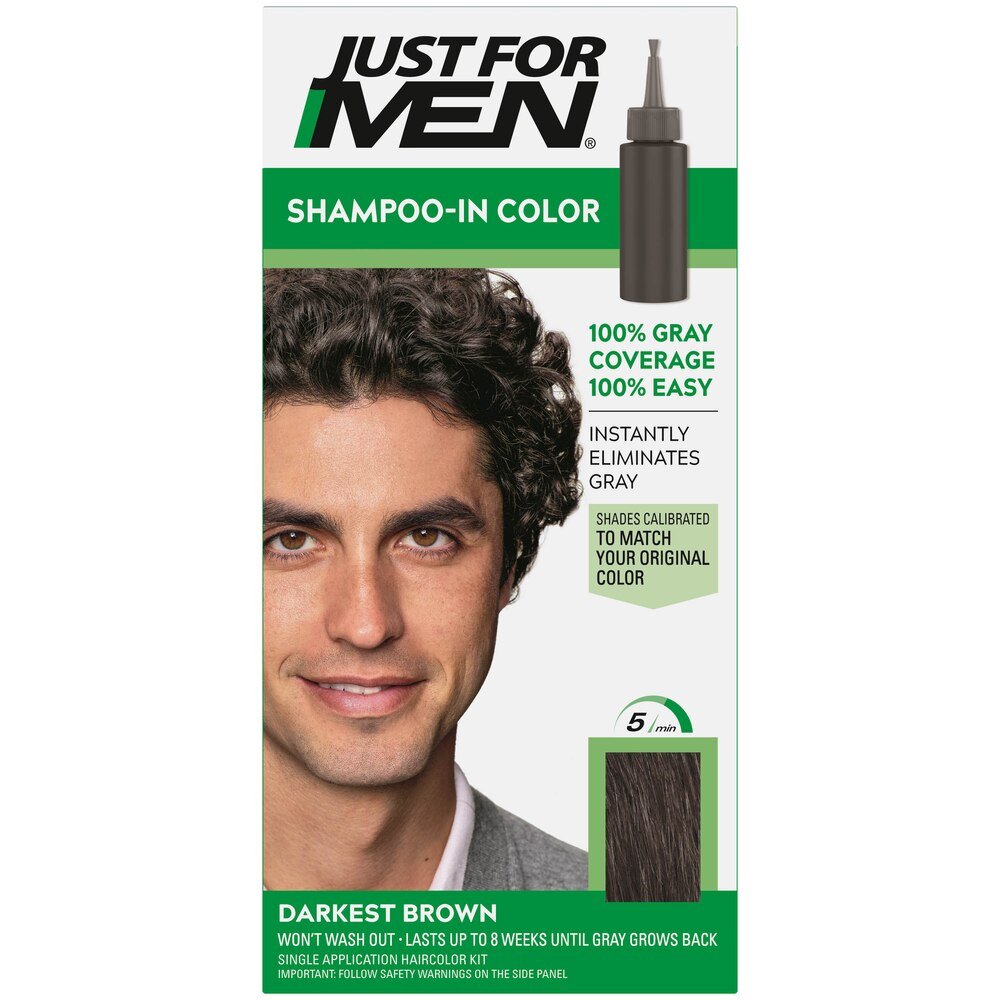 Just For Men Shampoo - In Color – Gray Hair Coverage for Men (H55 Real Black, H60 Jet Black, H50 Darkest Brown, H50A Darkest Brown Black) - Beauty Exchange Beauty Supply