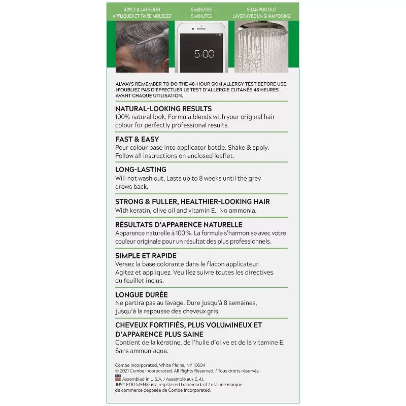 Just For Men Shampoo - In Color – Gray Hair Coverage for Men (H55 Real Black, H60 Jet Black, H50 Darkest Brown, H50A Darkest Brown Black) - Beauty Exchange Beauty Supply