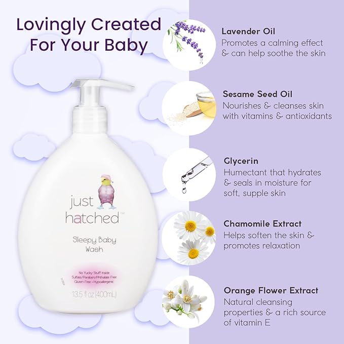 Just Hatched Baby Wash Collection | 3 Variants - Shampoo & Body Wash (13.5 fl oz) - Beauty Exchange Beauty Supply