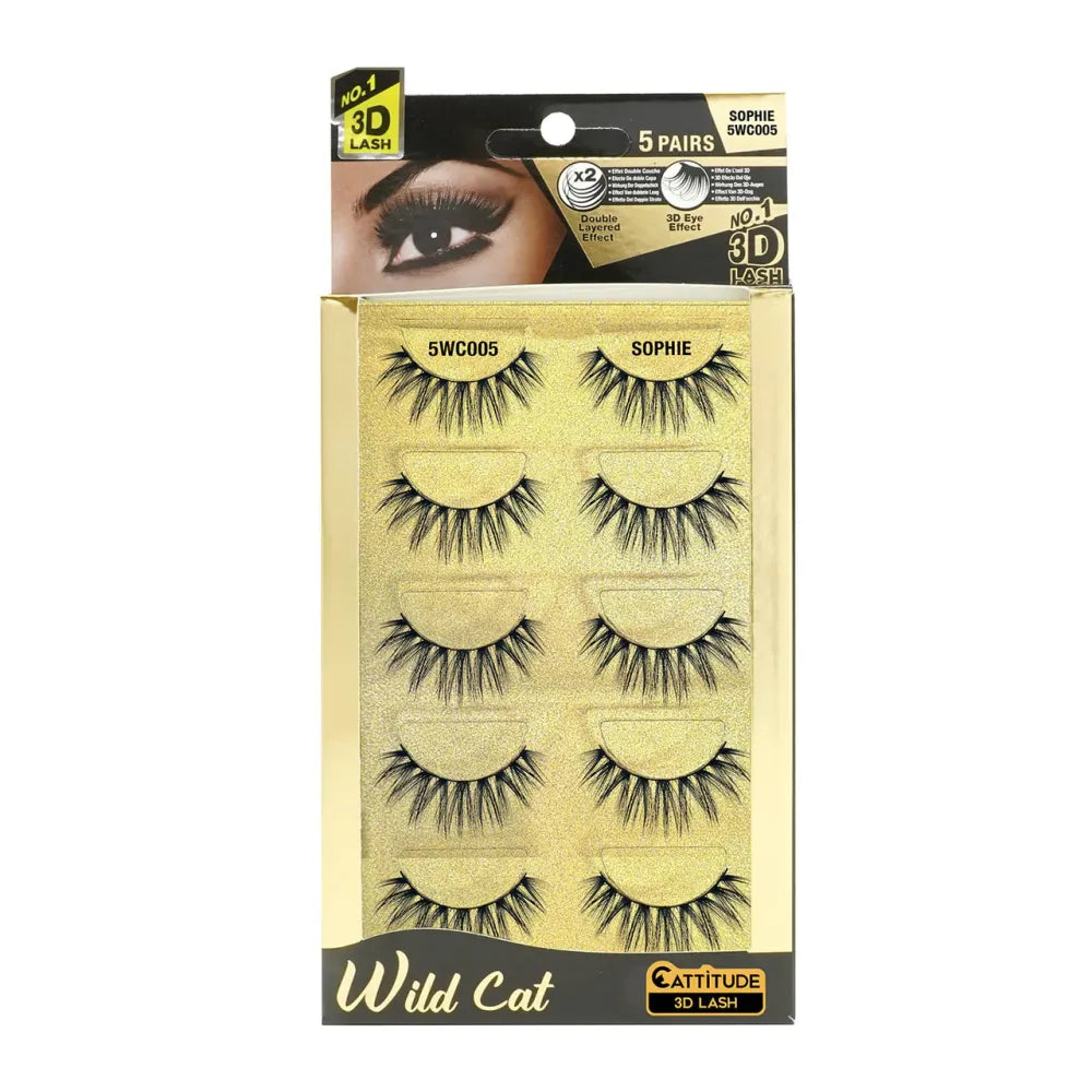 Ebin New York [5 Pairs] Wild Cat 3D Lashes