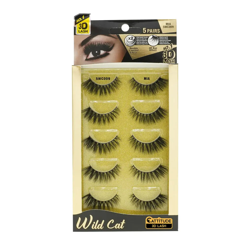Ebin New York [5 Pairs] Wild Cat 3D Lashes