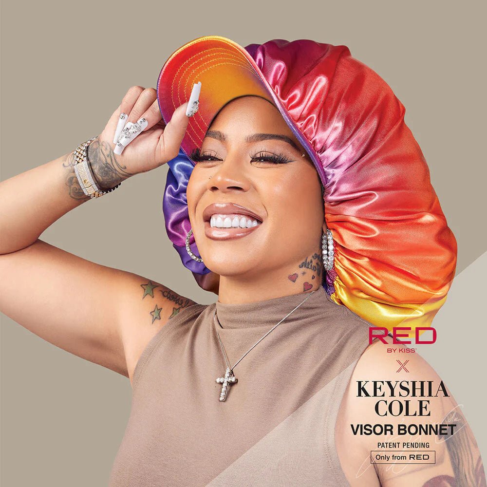 Keyshia Cole x Red by Kiss Silky Satin Visor Bonnet – Style Meets Hair Protection (One Size Fits Most)) - Beauty Exchange Beauty Supply