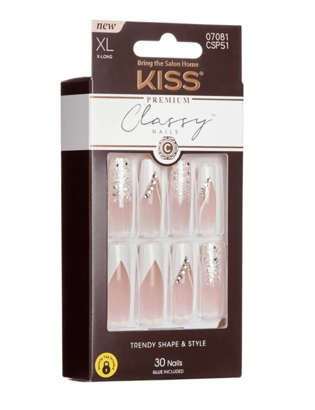 KISS Classy Premium Press - On Nails – 30 - Count Ready - to - Wear - Beauty Exchange Beauty Supply