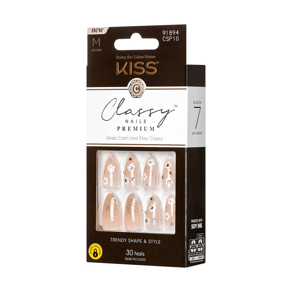 KISS Classy Premium Press - On Nails – 30 - Count Ready - to - Wear CSP Series with Elegant, Trendy Designs (Styles 02, 03, 09, 10, 11, 50, 52) - Beauty Exchange Beauty Supply