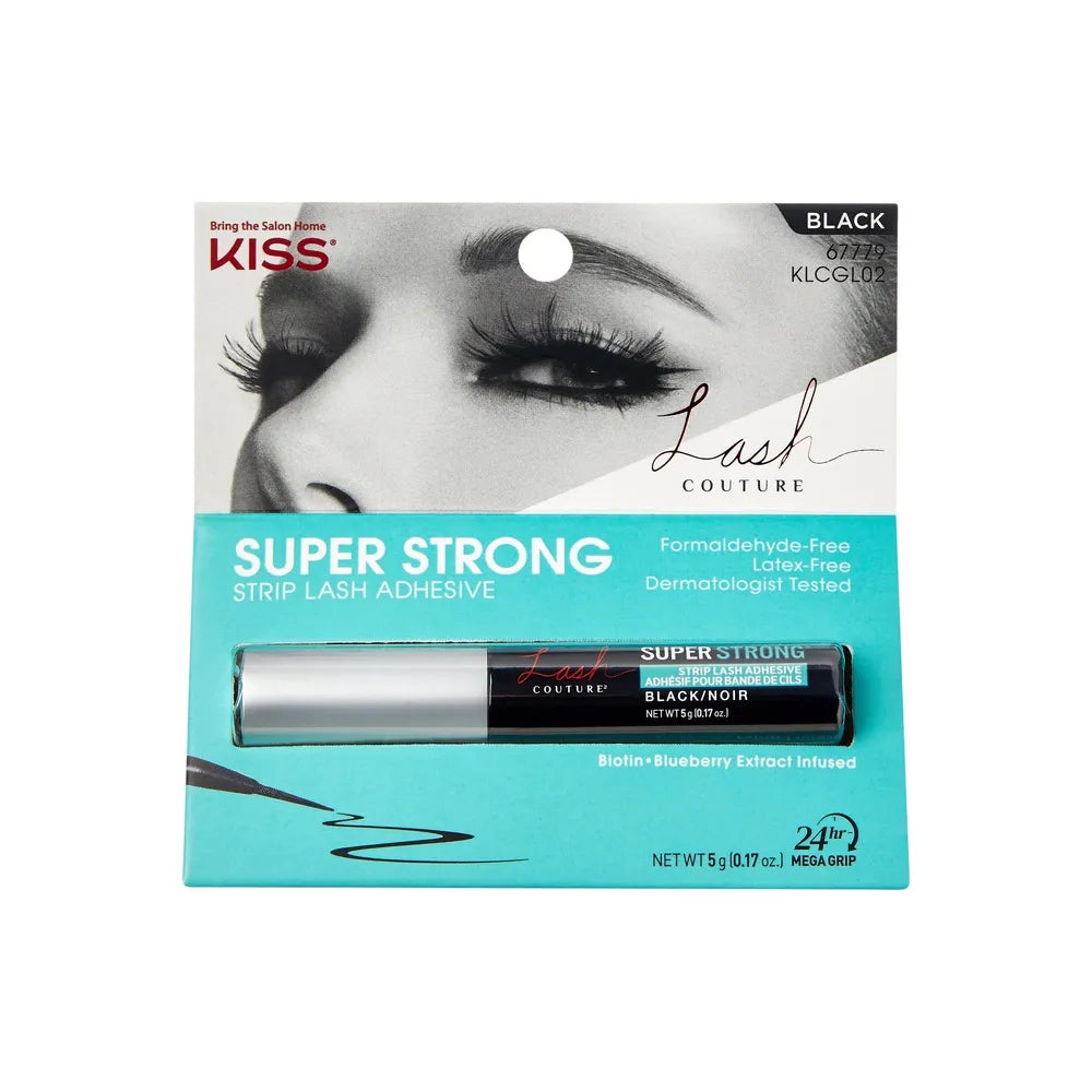 KISS Lash Couture Latex - Free Super Strong Eyelash Adhesive – Black Gel & Clear | 5g (0.17 oz.) | Extra Hold, Gentle Wear - Beauty Exchange Beauty Supply