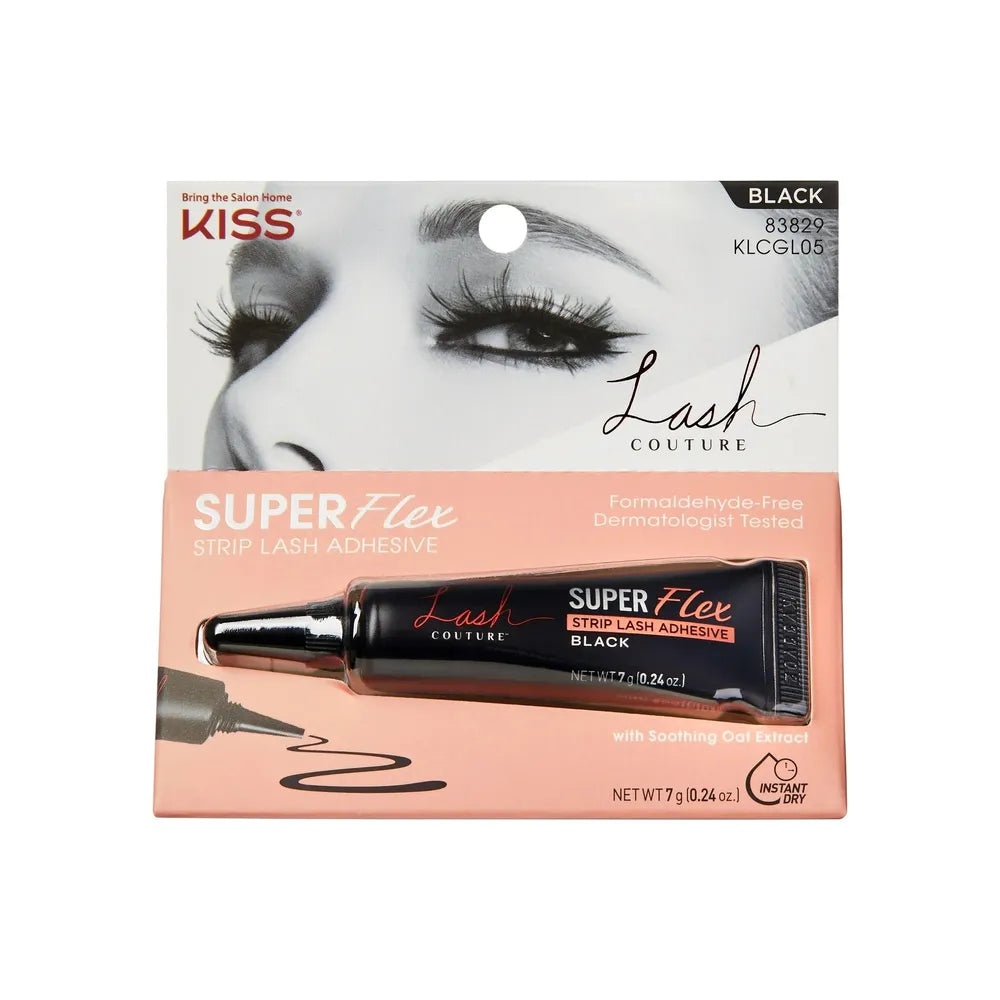KISS Lash Couture Super Flex Oat - Infused Lash Adhesive – Black & White | Latex - Free, Flexible Hold | 7g (0.24 oz.) - Beauty Exchange Beauty Supply