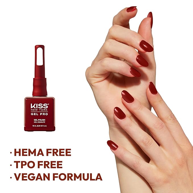 Kiss New York Gel Pro – "Merlot" Gel Nail Polish (10ml) – Soak - Off UV/LED, HEMA - Free, TPO - Free - Beauty Exchange Beauty Supply