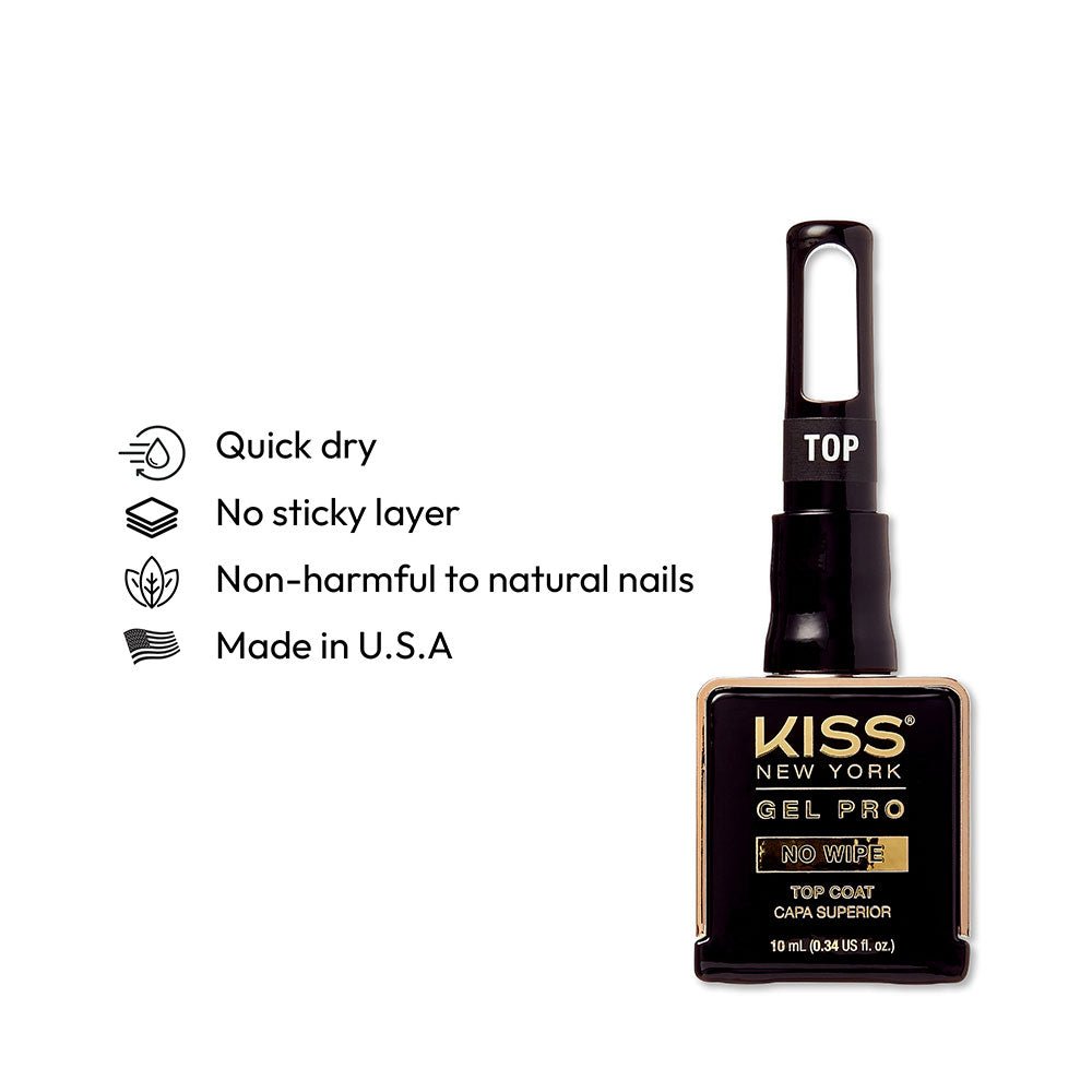 KISS NEW YORK Gel Pro Top Coat – Long - Lasting Gloss, Salon Gel Finish (10ml / 0.34oz) - Beauty Exchange Beauty Supply