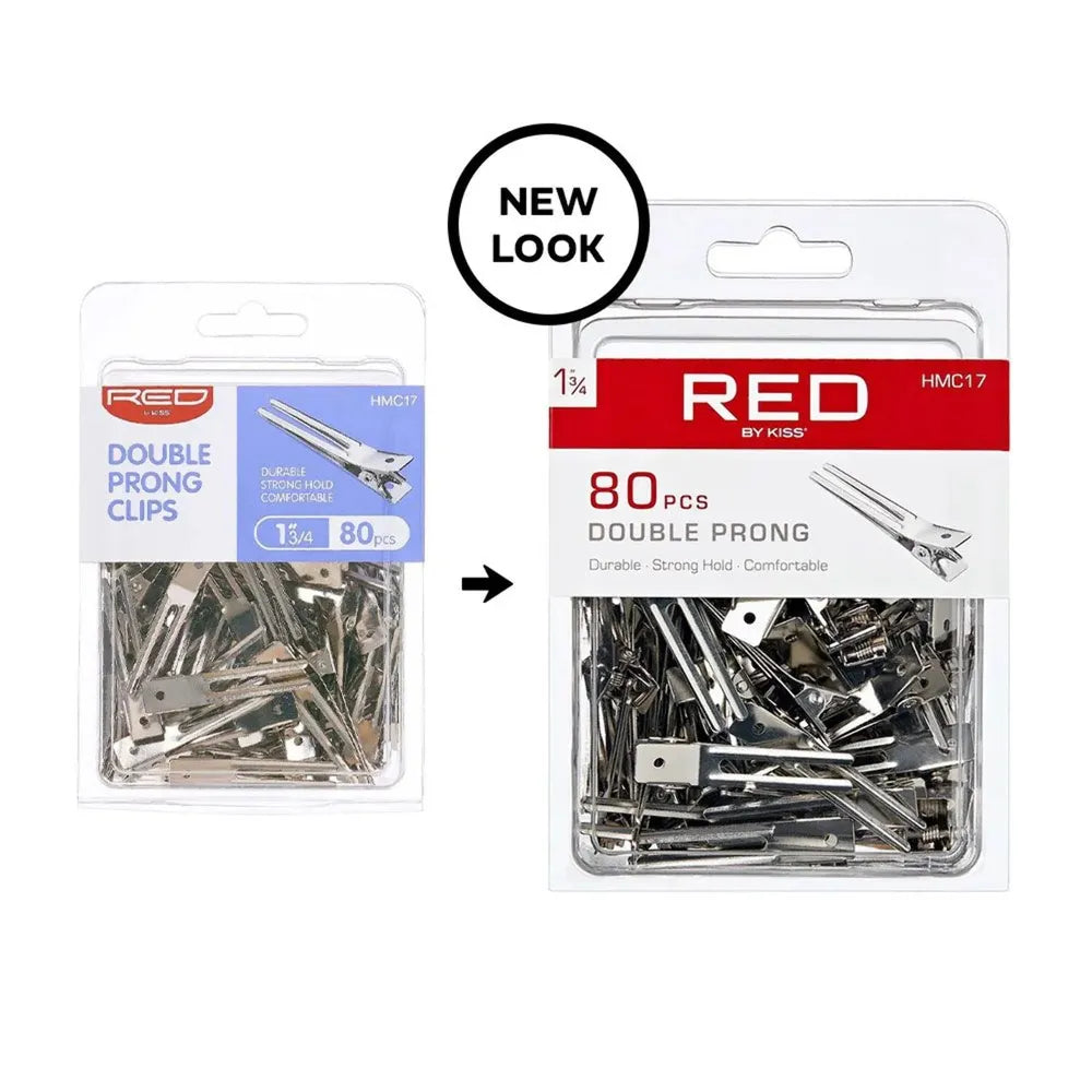 KISS RED 1¾″ Double Prong Clip – 80pcs - Beauty Exchange Beauty Supply