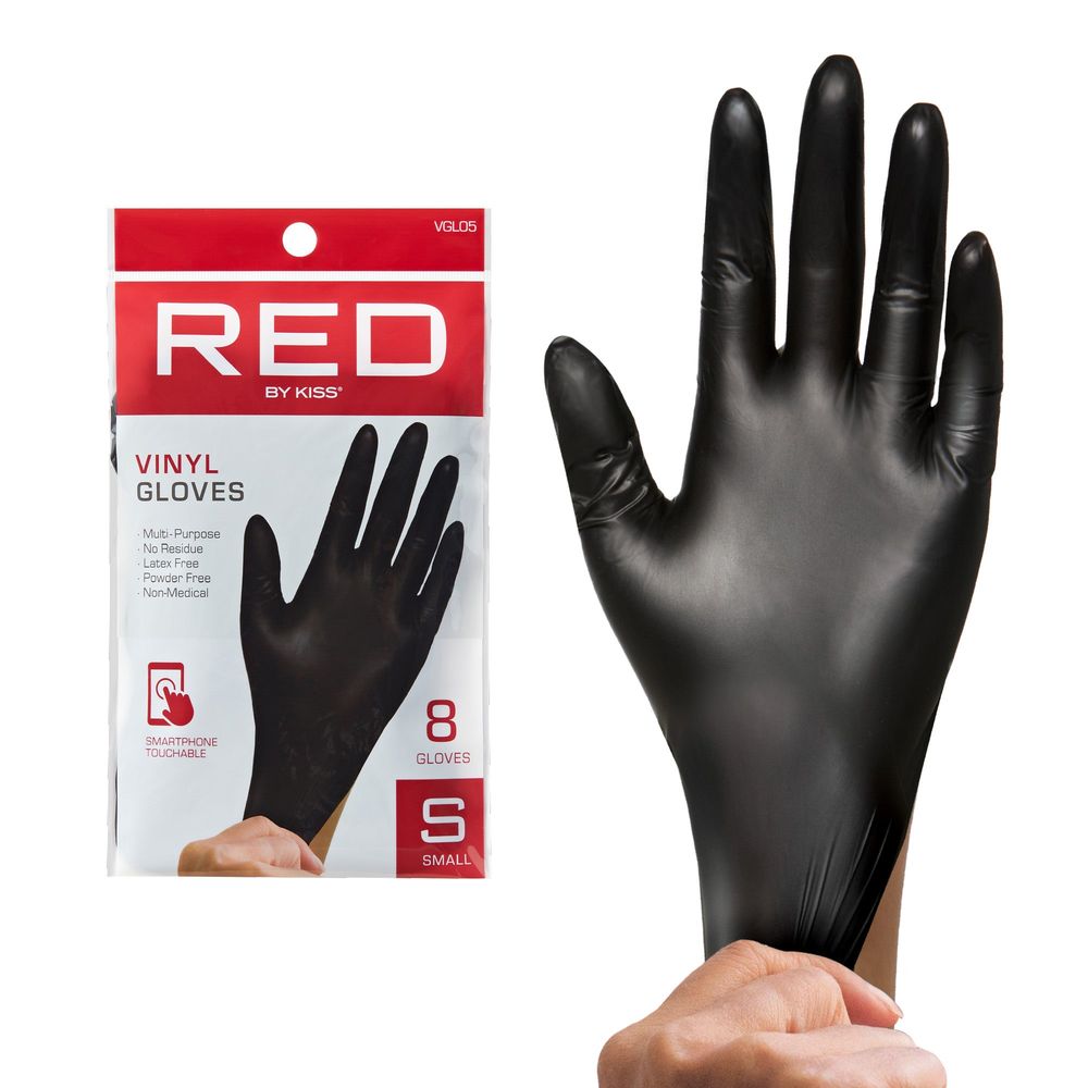 Kiss Red Black Vinyl Gloves - Beauty Exchange Beauty Supply