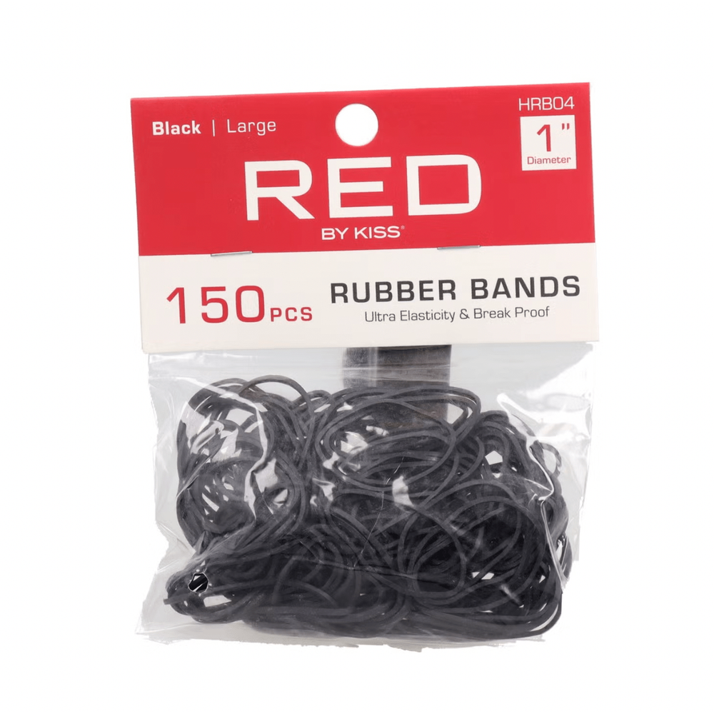 KISS Red Rubber Bands – Large Size, 150 Pcs, No - Snag Hair Elastics - Beauty Exchange Beauty Supply