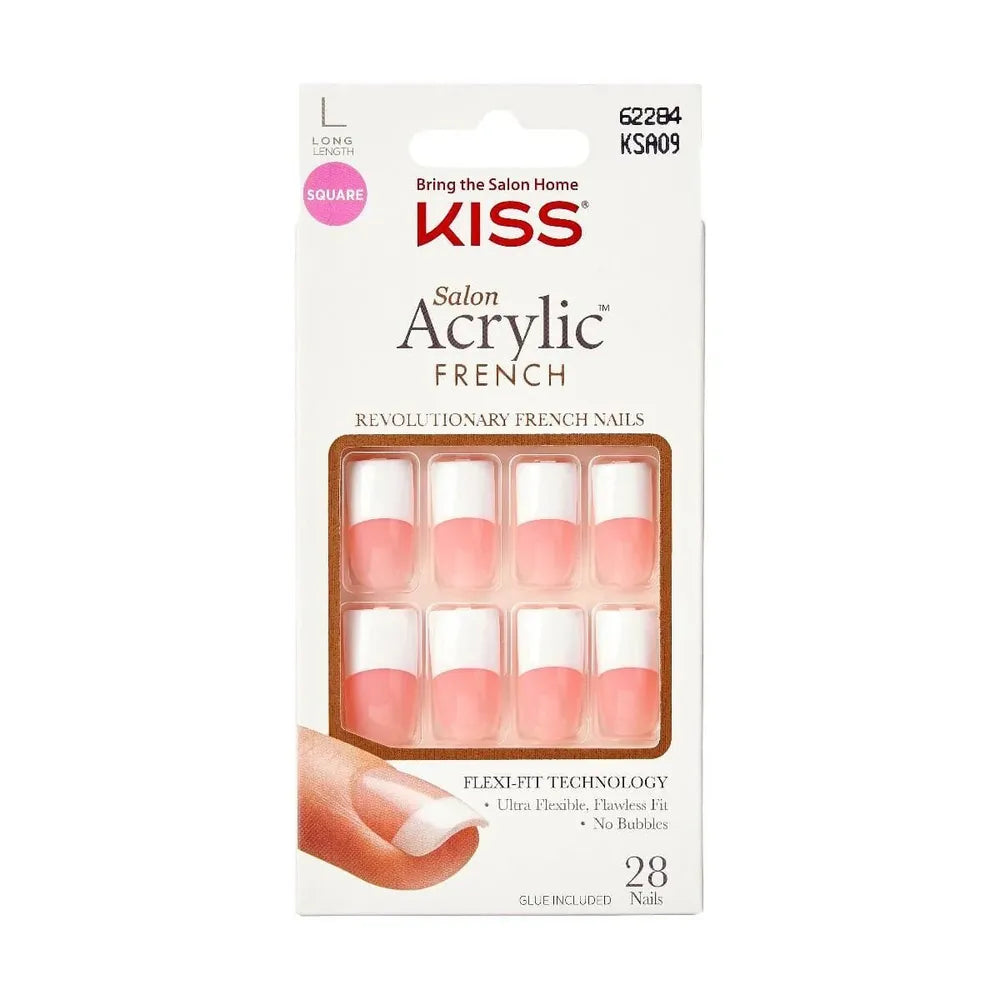 KISS Salon Acrylic French Nails – Classic & Elegant – Available in Multiple Shades KSA series - (06, 07, 08, 09, 11, 12, 15, 16) - Beauty Exchange Beauty Supply