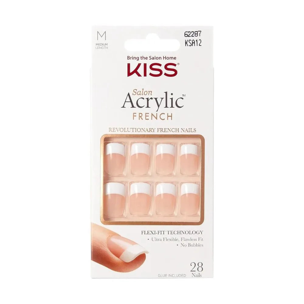 KISS Salon Acrylic French Nails – Classic & Elegant – Available in Multiple Shades KSA series - (06, 07, 08, 09, 11, 12, 15, 16) - Beauty Exchange Beauty Supply