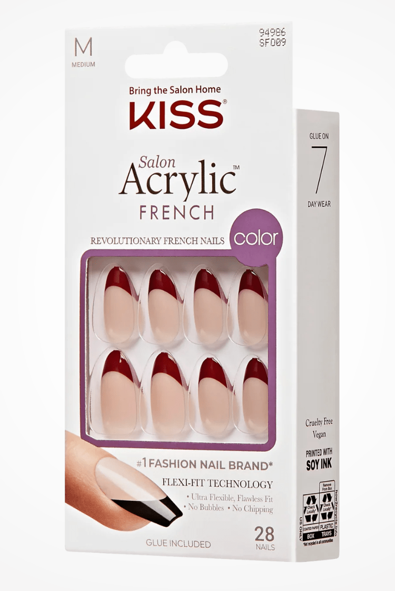 KISS Salon Acrylic French Short Nails – 28 Nails with Glue - Beauty Exchange Beauty Supply