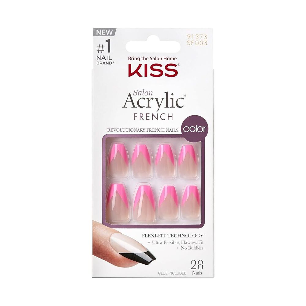 KISS Salon Acrylic French Short Nails – 28 Natural - Look Nails with Glue (Styles 001, 002, 003, 004) - Beauty Exchange Beauty Supply
