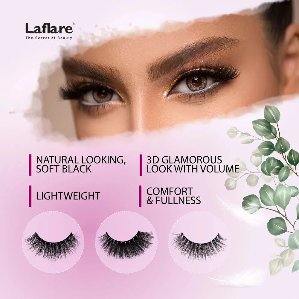 Laflare 3D NY Mink Lashes [3 Pairs] – Styles 43, 47, 52, 64, 68 | 100% Real Mink Hair, Soft 3D Volume, Reusable Value Pack - Beauty Exchange Beauty Supply