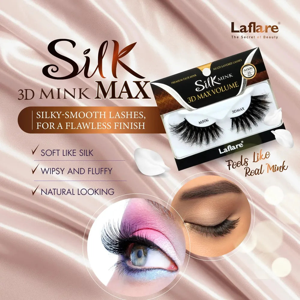 Laflare 3D Silk Mink Max Volume Lashes – Styles 01 to 14 | 25mm, Faux Mink, Ultra - Fluffy & Bold, Reusable, Lightweight Luxury - Beauty Exchange Beauty Supply