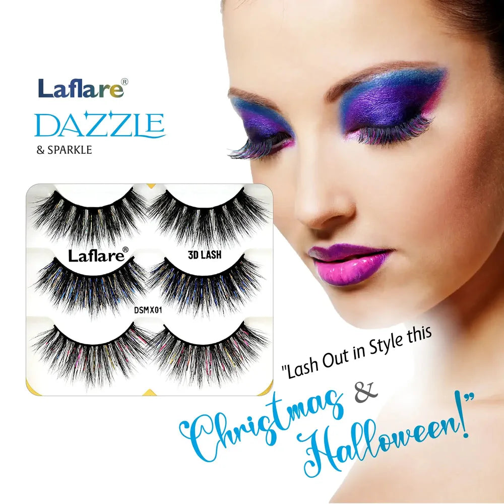Laflare Dazzle & Sparkle – Styles 01 to 08 | Colorful & Glitter Eyelashes for Parties, Halloween, Christmas & NYE | Bold, Reusable, Show - Stopping Glam - Beauty Exchange Beauty Supply