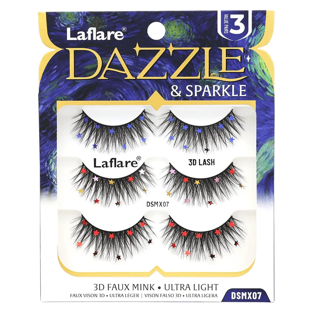 Laflare Dazzle & Sparkle – Styles 01 to 08 | Colorful & Glitter Eyelashes for Parties, Halloween, Christmas & NYE | Bold, Reusable, Show - Stopping Glam - Beauty Exchange Beauty Supply