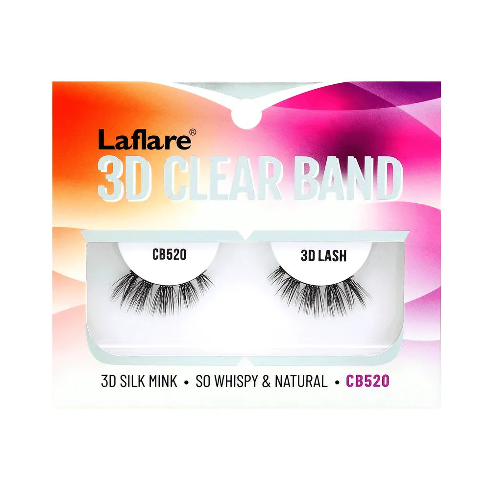 Laflare NEW 3D Silk Mink Lashes with Clear Band – Styles 518 to 523 | Ultra - Whispy, Lightweight & Natural Finish - Beauty Exchange Beauty Supply
