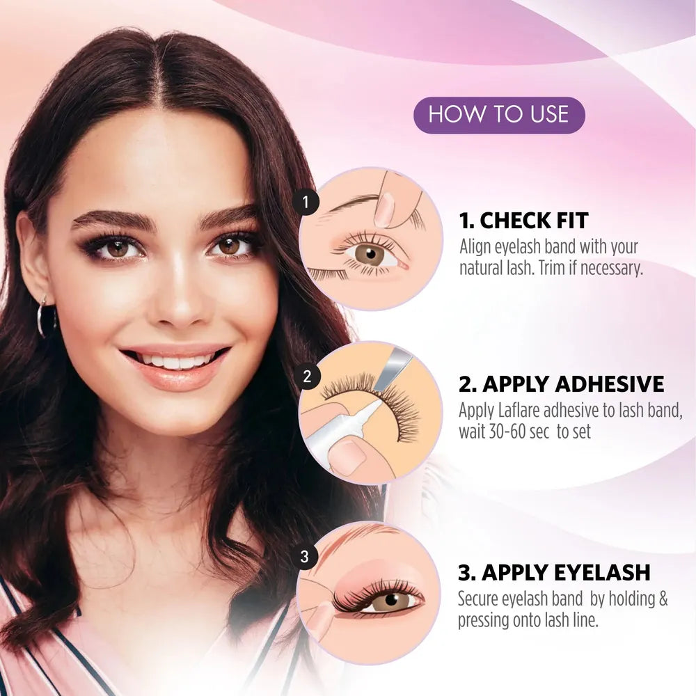 Laflare NEW 3D Silk Mink Lashes with Clear Band – Styles 518 to 523 | Ultra - Whispy, Lightweight & Natural Finish - Beauty Exchange Beauty Supply