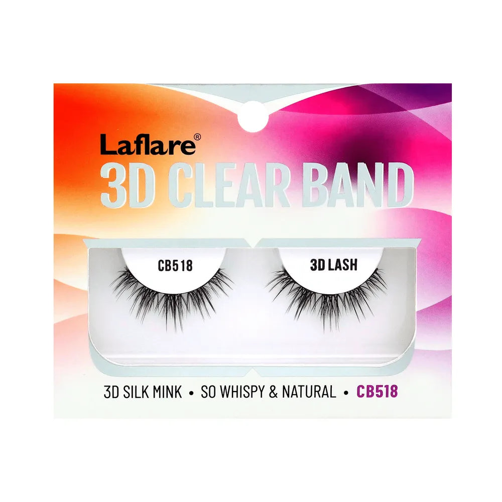 Laflare NEW 3D Silk Mink Lashes with Clear Band – Styles 518 to 523 | Ultra - Whispy, Lightweight & Natural Finish - Beauty Exchange Beauty Supply