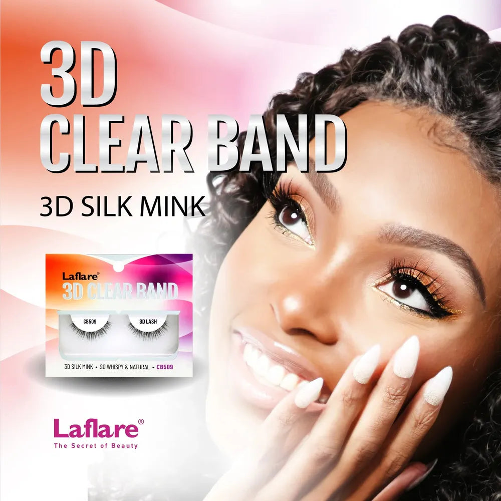 Laflare NEW 3D Silk Mink Lashes with Clear Band – Styles 518 to 523 | Ultra - Whispy, Lightweight & Natural Finish - Beauty Exchange Beauty Supply
