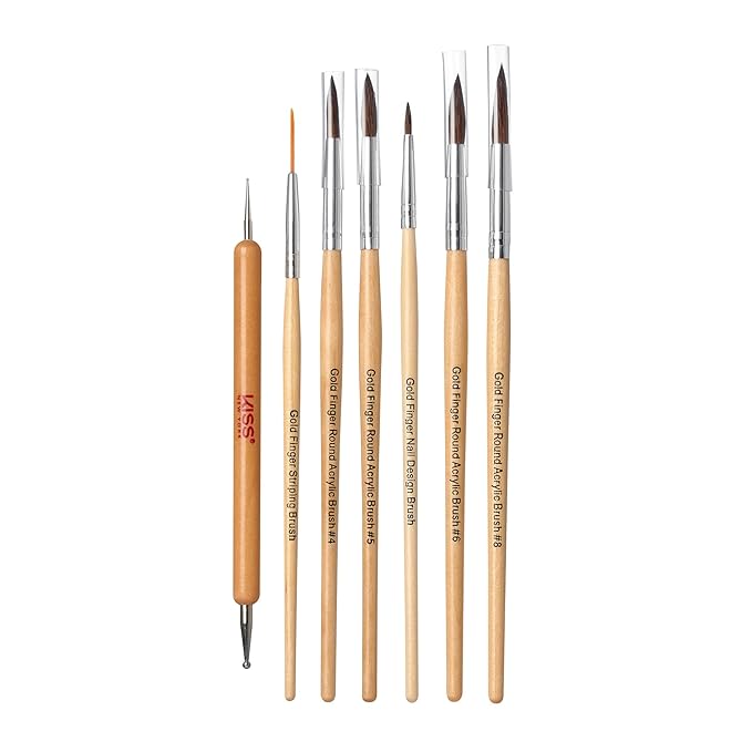 Gold Finger Nail Art Brush Set – Acrylic Brushes & Dotting Tools for Gel Design