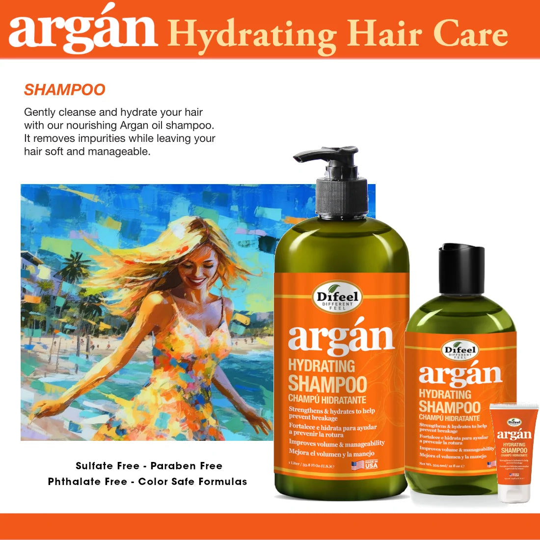 Difeel Argan Hydrating Shampoo – 12 oz