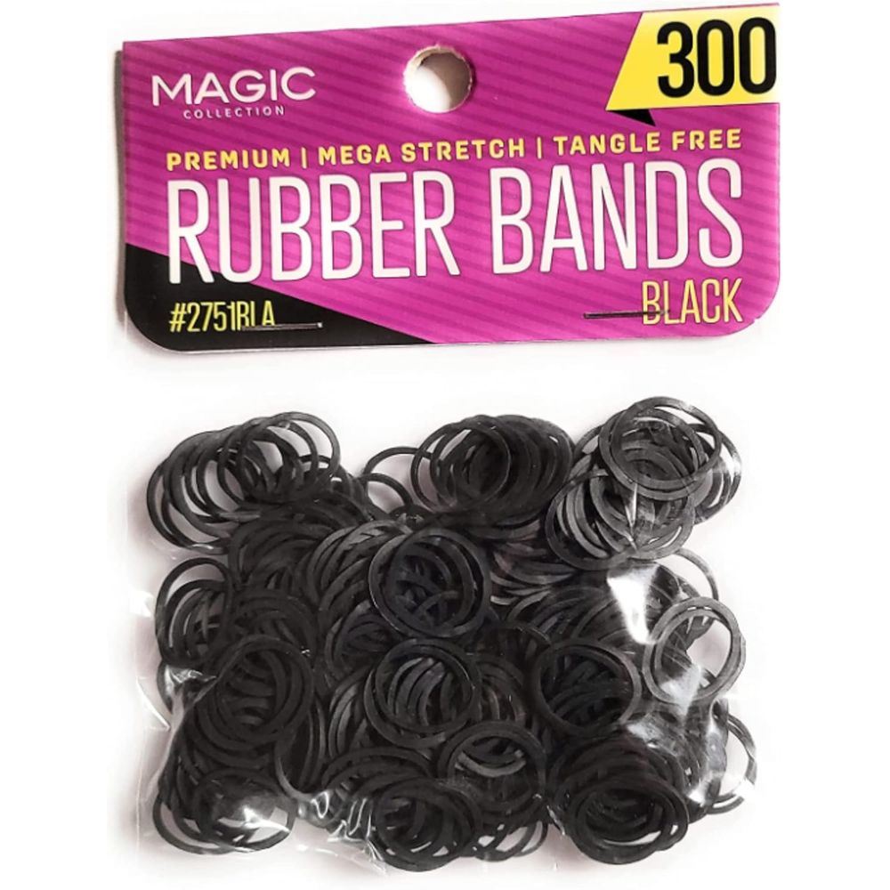 Magic 300 Rubber Bands – Black, No Breakage Mini Elastics (#2751BLA) - Beauty Exchange Beauty Supply